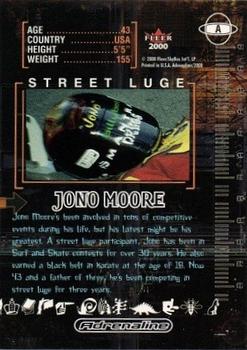2000 Fleer Adrenaline - Autographs #A Jono Moore Back